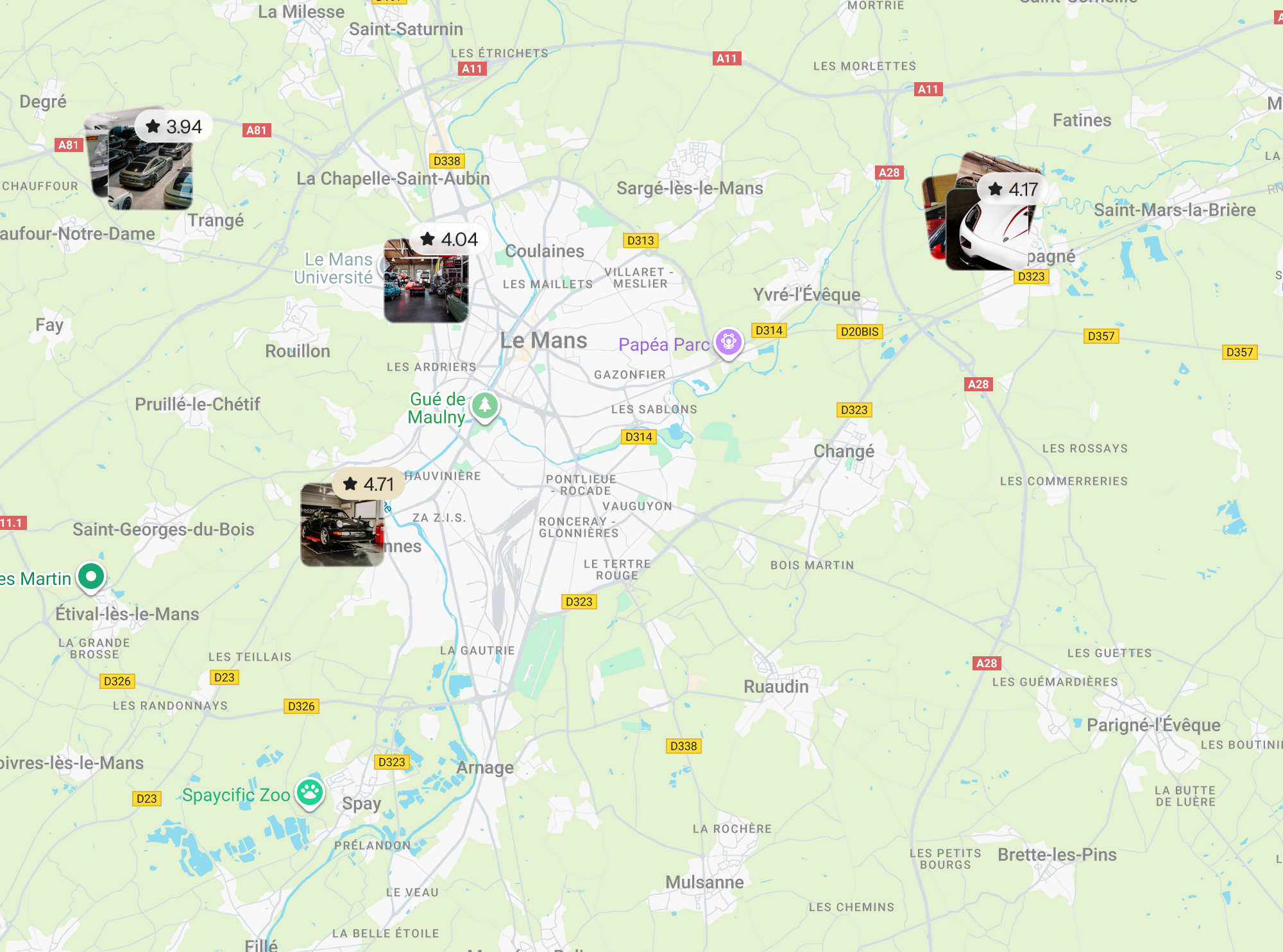 Carte d'exemple des professionnels disponible